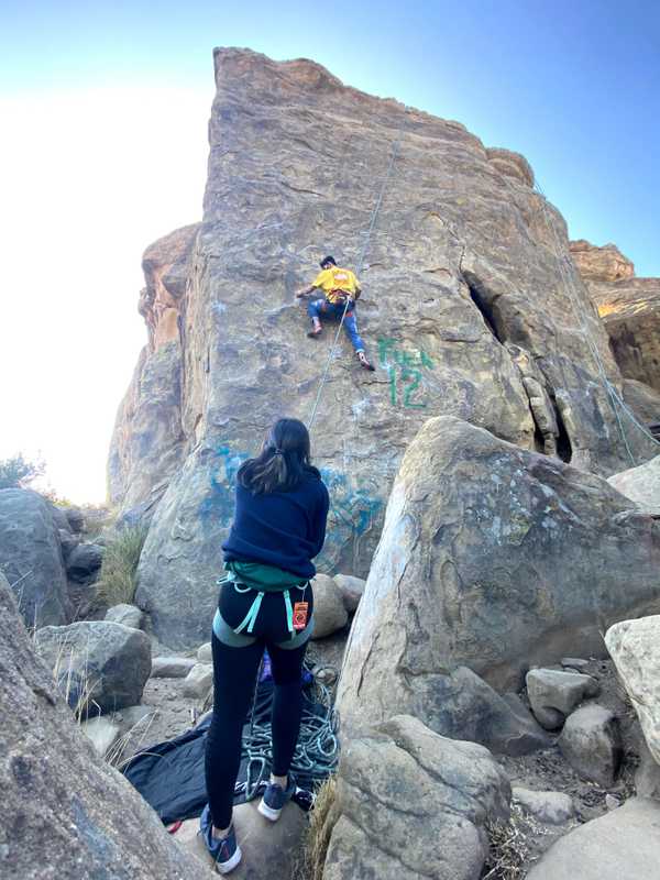 Hector climbing at Stoney Point